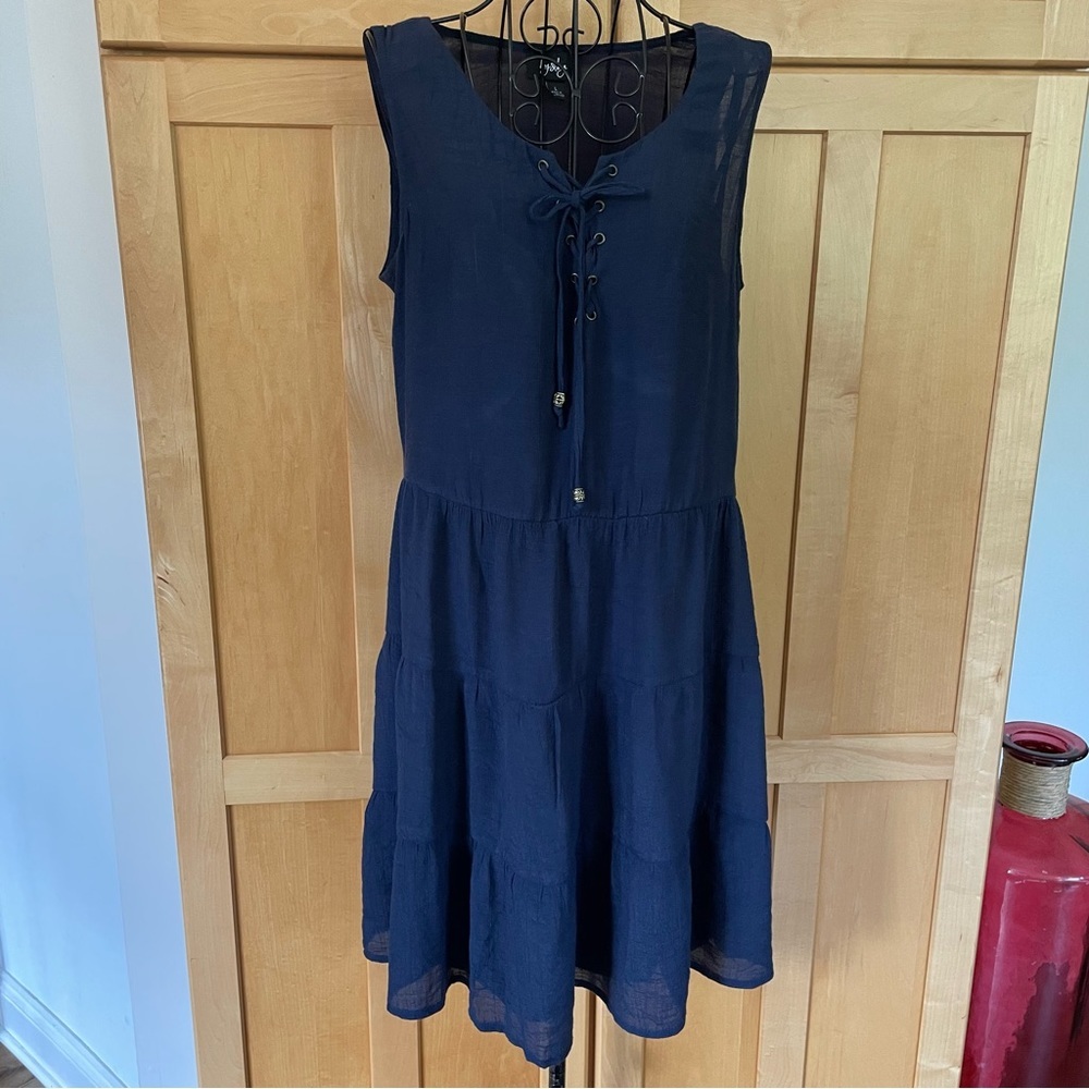 By & By blue sleeveless dress with built in slip size Large